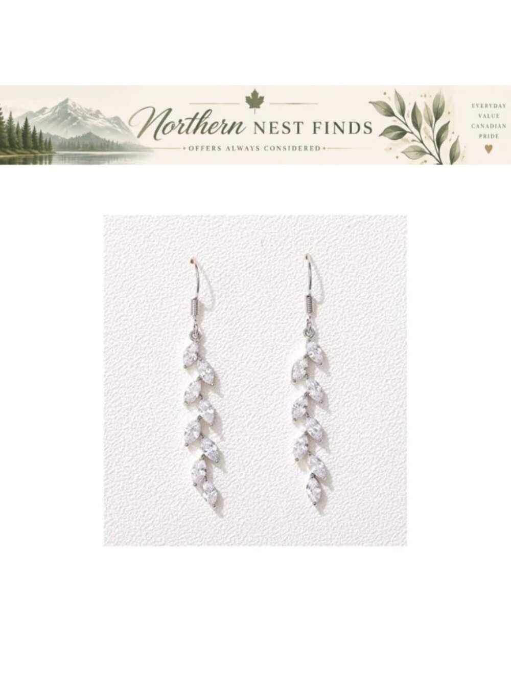 SWEETV Marquise Cubic Zirconia Silver Plated Copper Dangle Earrings